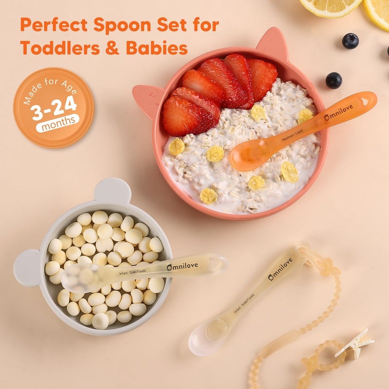 Omnilove Silicone Baby Spoons 2-Pack with Case, New Born Self Feeding Toddler Spoon, Baby Led Weaning Supplies, Toddler Utensils with Safety Chain, Baby Eating Essentials, Dishwasher Safe - Image 5